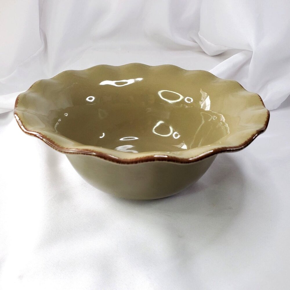 Village Collection Olive green by Park Designs Scalloped Serving Bowl 10"